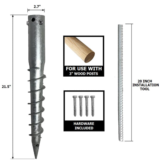Ashman No Dig Ground Screw Anchor Spike 21 in. Galvanized Steel Post Anchor (1-Pack)