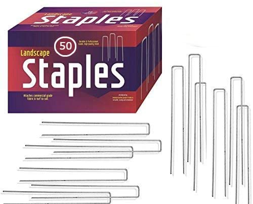 metal seed packet garden stakes Ashman 50 Pack 12 Inch Galvanized Garden Stakes Landscape Staples, Fence Stake