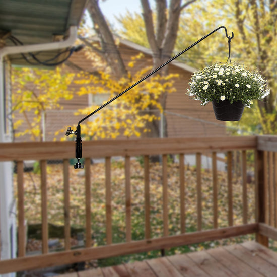 Ashman 49 Inch Deck Hook, Double Forged Solid Metal Single Piece Rod, Ideal for Bird Feeders, Plant Hangers, Coconut Shell Hanging Baskets.