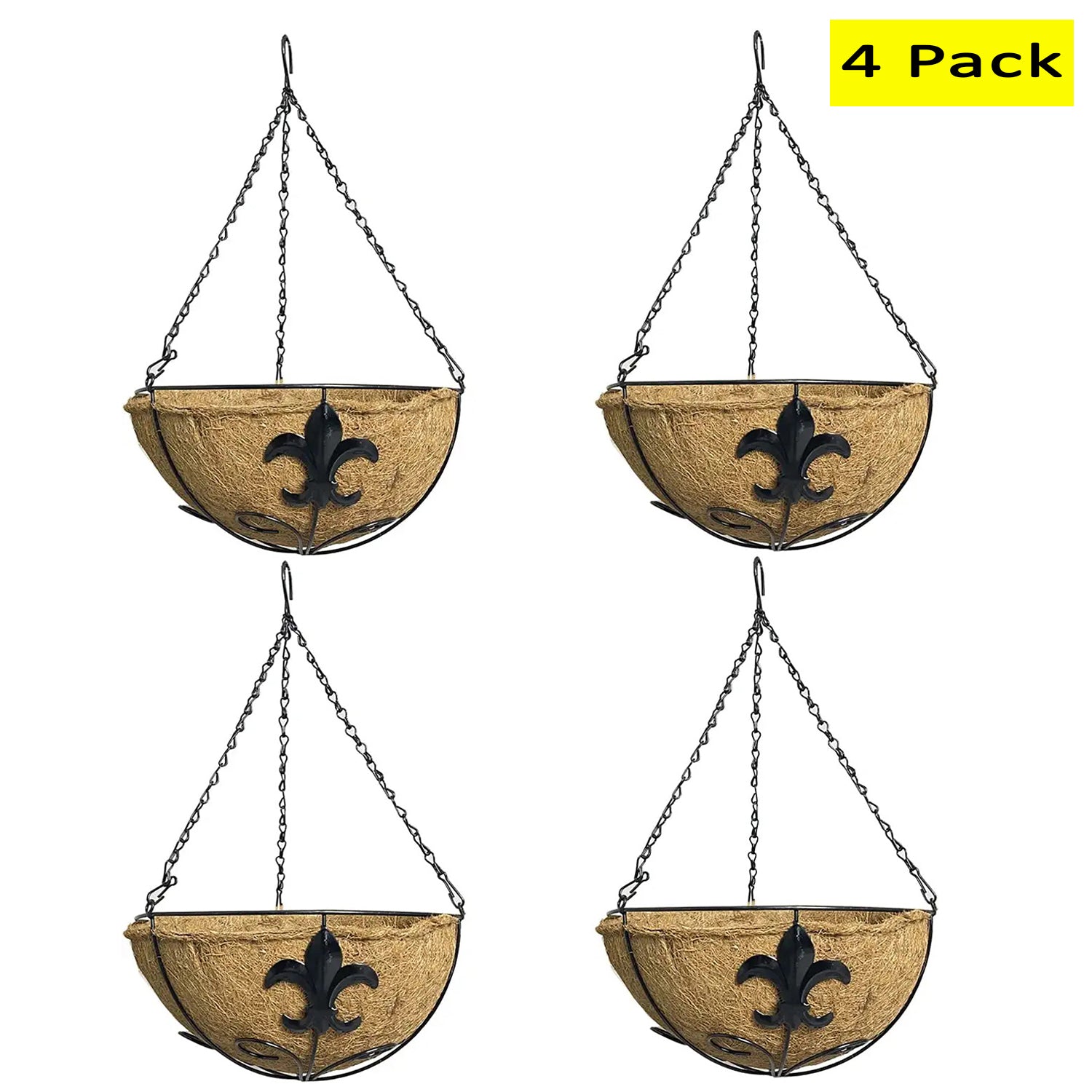 4 prong plant hanger Ashman 12" Plant Hanger Basket with Spade Design Hanging Flower Planter Basket Ideal for Fences, Sword 4 Pack
