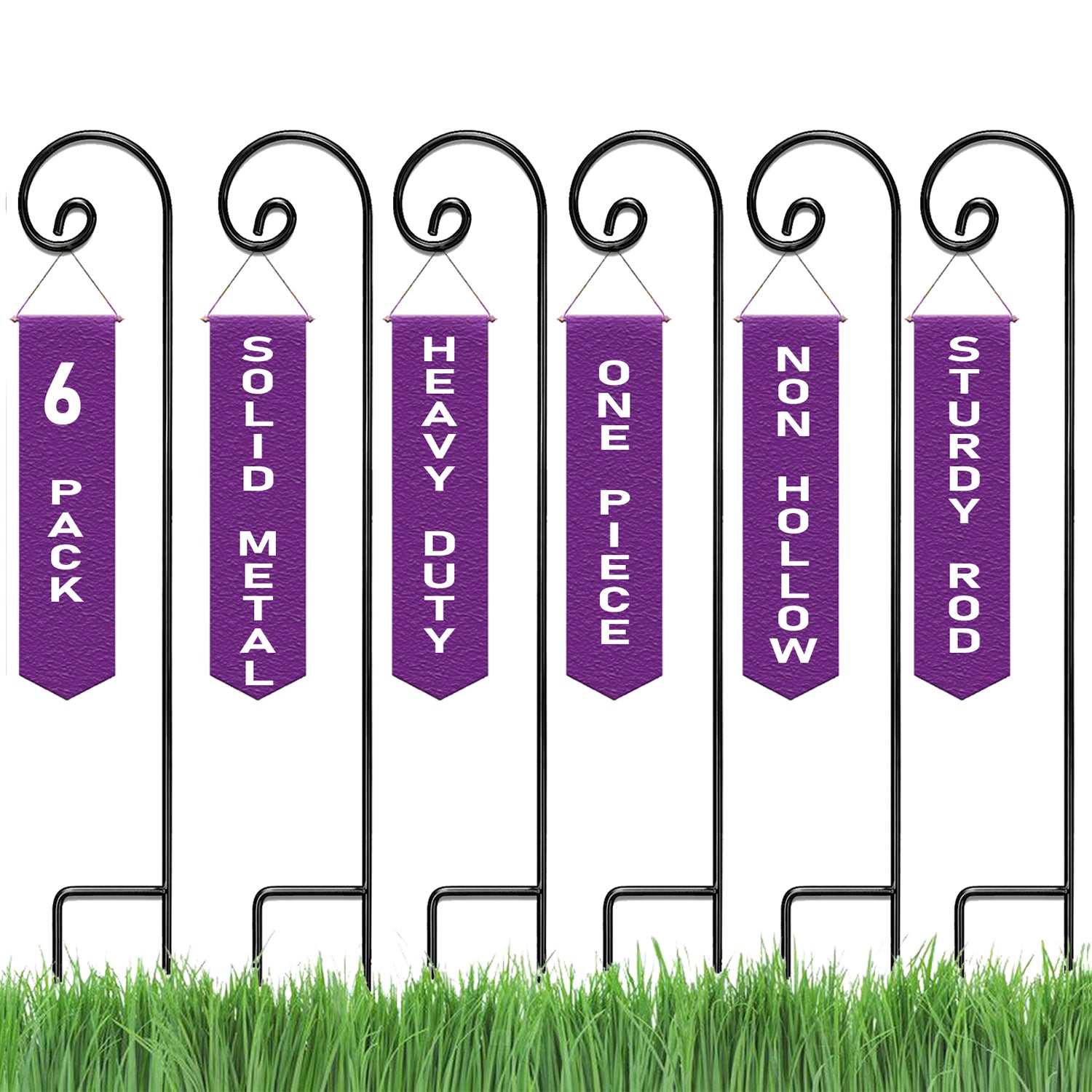 black hooks for hanging plants Ashman 36 Inch Curled Shepherd's Hook Premium Metal Garden Plant Hanger (6 Pack)