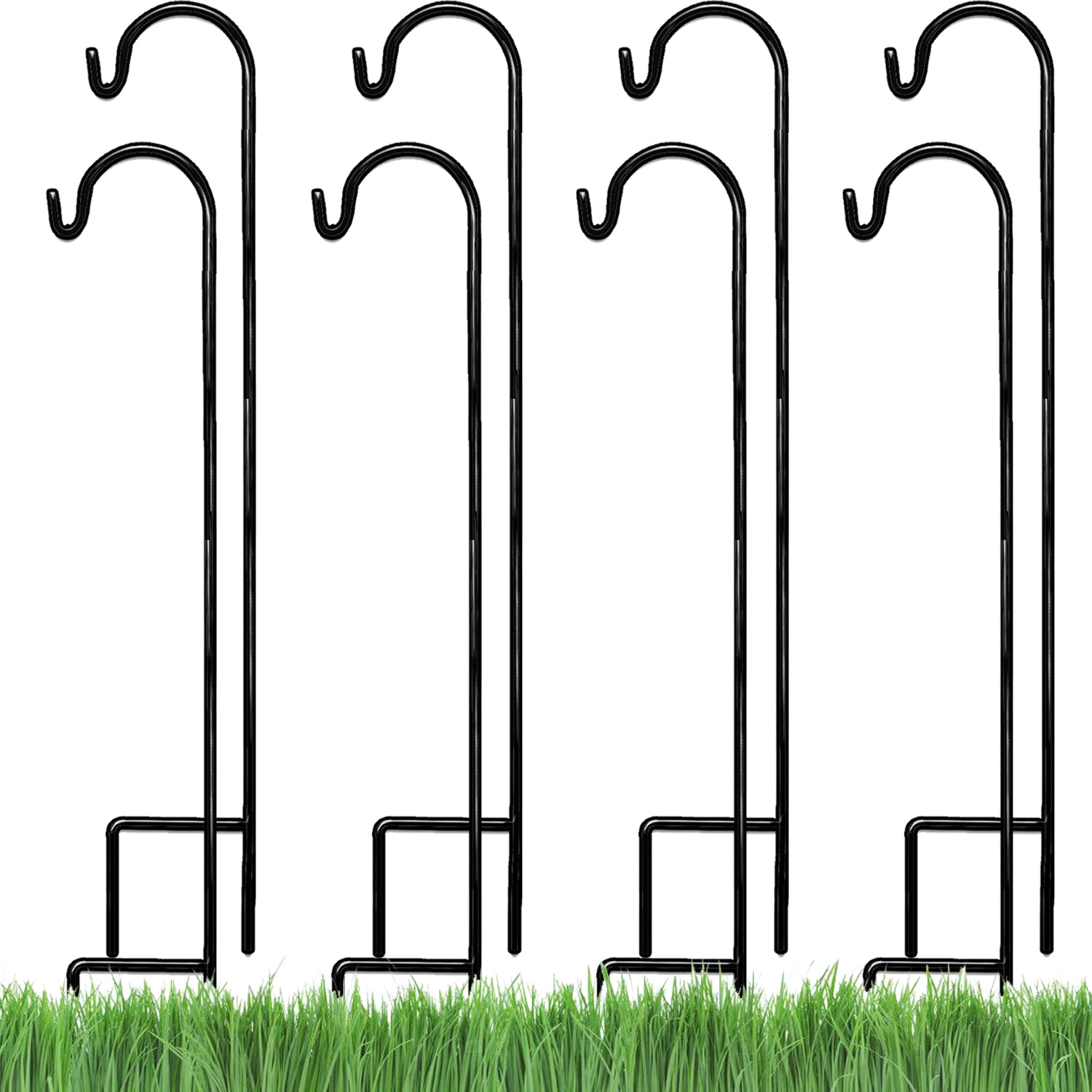 plant hanging stakes Ashman Online 35 in. Shepherd's Hook Premium Metal Garden Plant Decor Hanger (8-Pack)