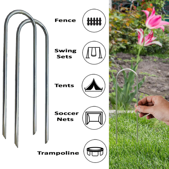 Ashman Heavy Duty Trampoline Stakes, Safety Ground Anchors, Tent Pegs 4 Pack