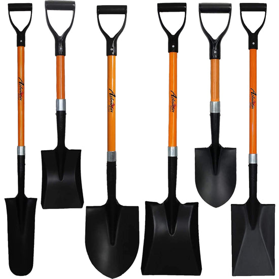 Ashman Assorted Shovels 41 in. Four Large Handle Metal Head Shovels Two 27 in. Short Handle Ashman Assorted Shovels (6-Piece)