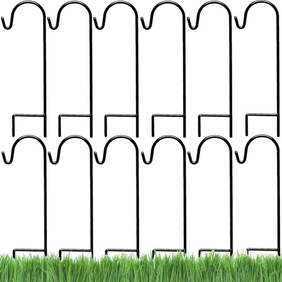 Ashman 25 in. Black Metal Outdoor Shepherd Hook (12-Pack)