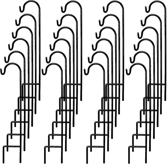 Ashman 35 in. Black Metal Shepherd Hook, Super Strong, Rust Resistant Hook (24-Pack)