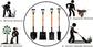 Ashman 4 Various Assorted Shovels 41 in. Long D Handle Grip-Metal Round, Square, Drain Spade and Spade Shovel (4-Piece)