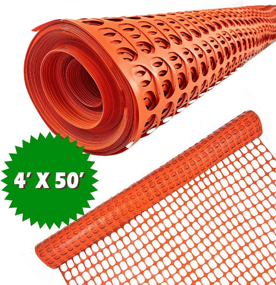 Ashman  48 in. Orange Garden Fence - 4 ft. x 50 ft. Roll for Snow, Poultry, Deer, and Garden Netting Ashman Plastic Mesh Fence