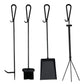 Ashman Fireplace Toolset – 5 Piece Fireplace Toolset – Strong Cast Iron Toolset – Accessories include Tong, Shovel, Base, Poker and Brush.