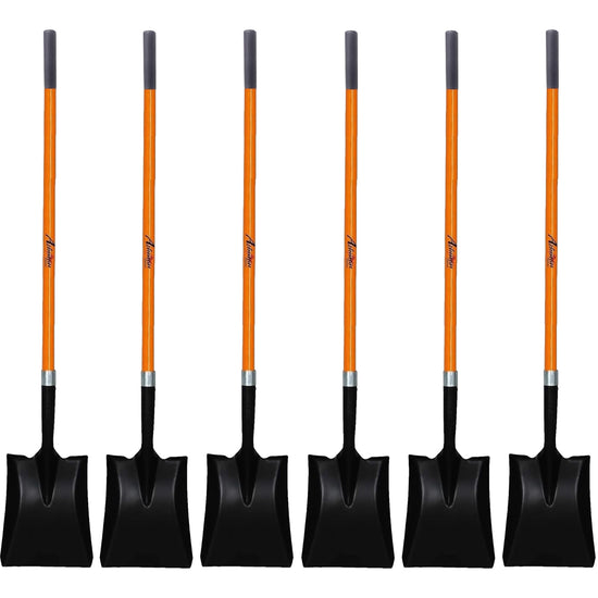 47 in. L Fiberglass Long Handle Transfer Square Shovel, with Heavy-Duty Metal Blade Shovel (6-Pack)