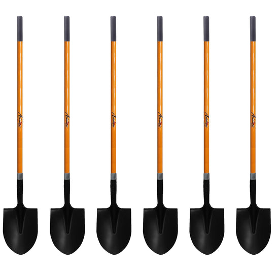 47 in. L Fiberglass Long Handle Digging Round Shovel, with Heavy-Duty Metal Blade Shovel (6-Pack)