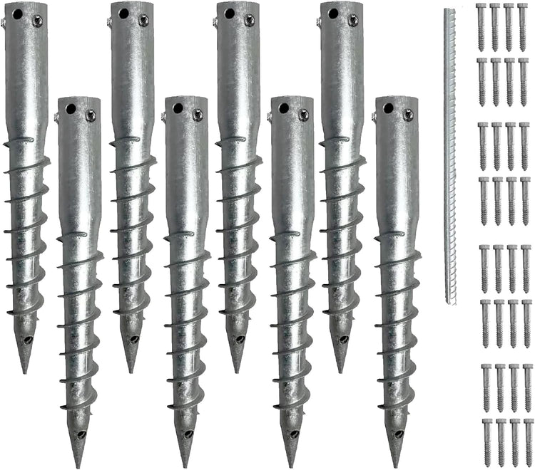 Screw In Post Ashman Ground Screw Round Posts (8 Pack), Outdoor No Dig Ground Screw ...