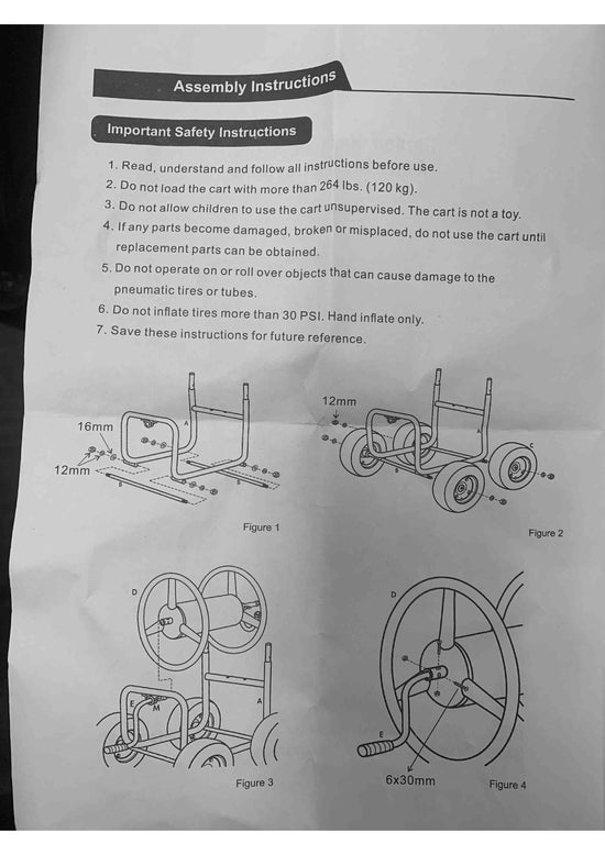 Hose Reel Cart Instructions