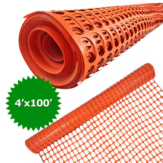 Ashman Plastic Mesh Fence, Construction Barrier Netting, Orange, 4&