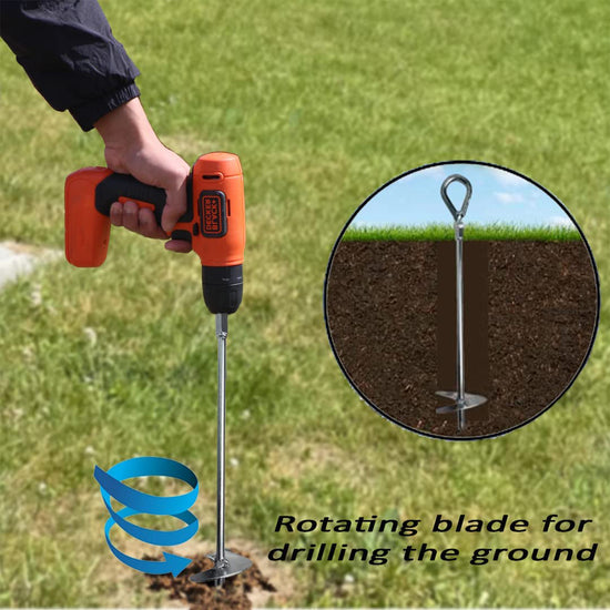 Ashman Black Ground Anchor 18 Inches in Length and 1/4 inch in Diameter, Ideal for Securing Animals, Tents, Canopies, Car Ports, Swing Sets (12 Pack)