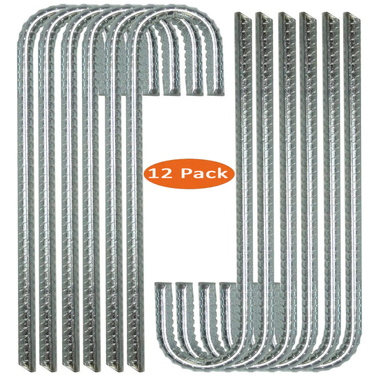 Ashman Rebar Stake Anchor 12 Inches in Length, Ideal for Securing Animals, Tents, Canopies, Sheds, Car Ports, Swing Sets (Reber Stake 12 Pack)