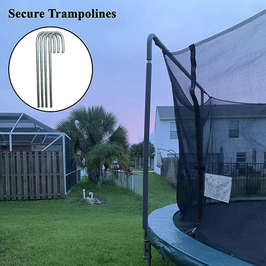 Ashman 12 Inch Galvanized Stakes 4Pack, Landscaping Staples, Ground Anchor, Heavy Duty Steel