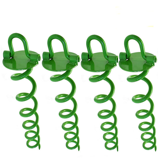 Ashman 16 Inch Spiral Ground Anchor Green Color - Ideal for Securing Animals, Tents, Canopies, Sheds, Car Ports, Swing Sets, 44 Count