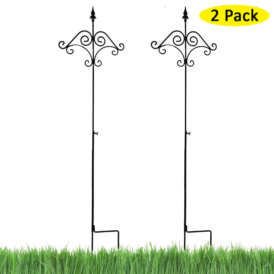Ashman 91 Inch Adjustable Shepherds Hook with Floral Design 5/8 Inches Thick, Super Strong, Rust Resistant Steel Hook for Hanging Plant Baskets, Bird Feeders, Lanterns, Wind Chimes (2Pack)