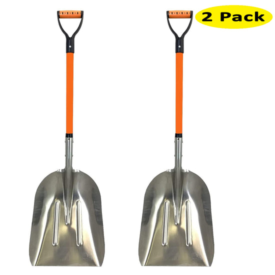 Ashman Aluminum Snow Shovel 48 Inches with Large Head and Durable Handle (2 Pack)