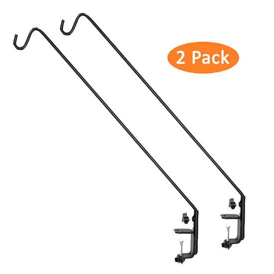 Ashman Heavy Duty Deck Hook (2 Pack) - 37 Inch Double Forged Metal Pole & Non-Slip Clamp, 360 Degree Swivel, Ideal for Bird Feeders, Lanterns