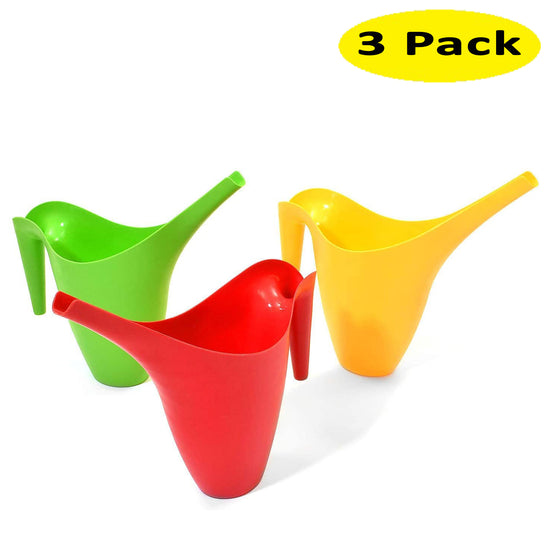 Ashman Set of 3 Watering Can, Indoor and Outdoor Use, Red, Green, Yellow, 2 Liter Capacity