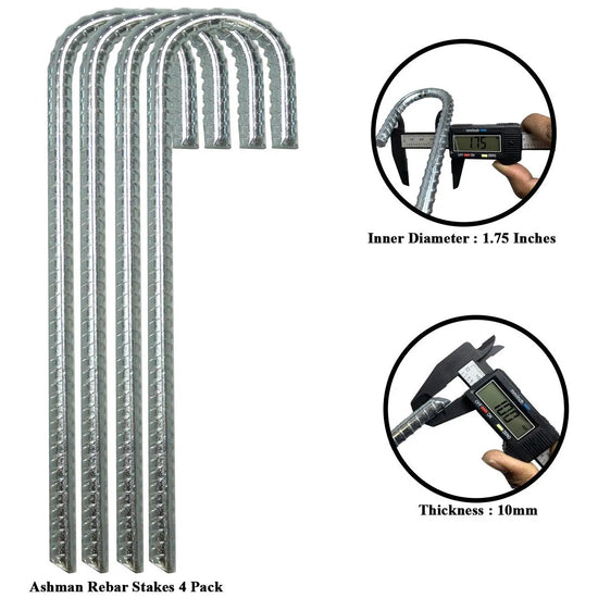 24” Ground Rebar Stakes Heavy Duty J Hook Ground Anchors