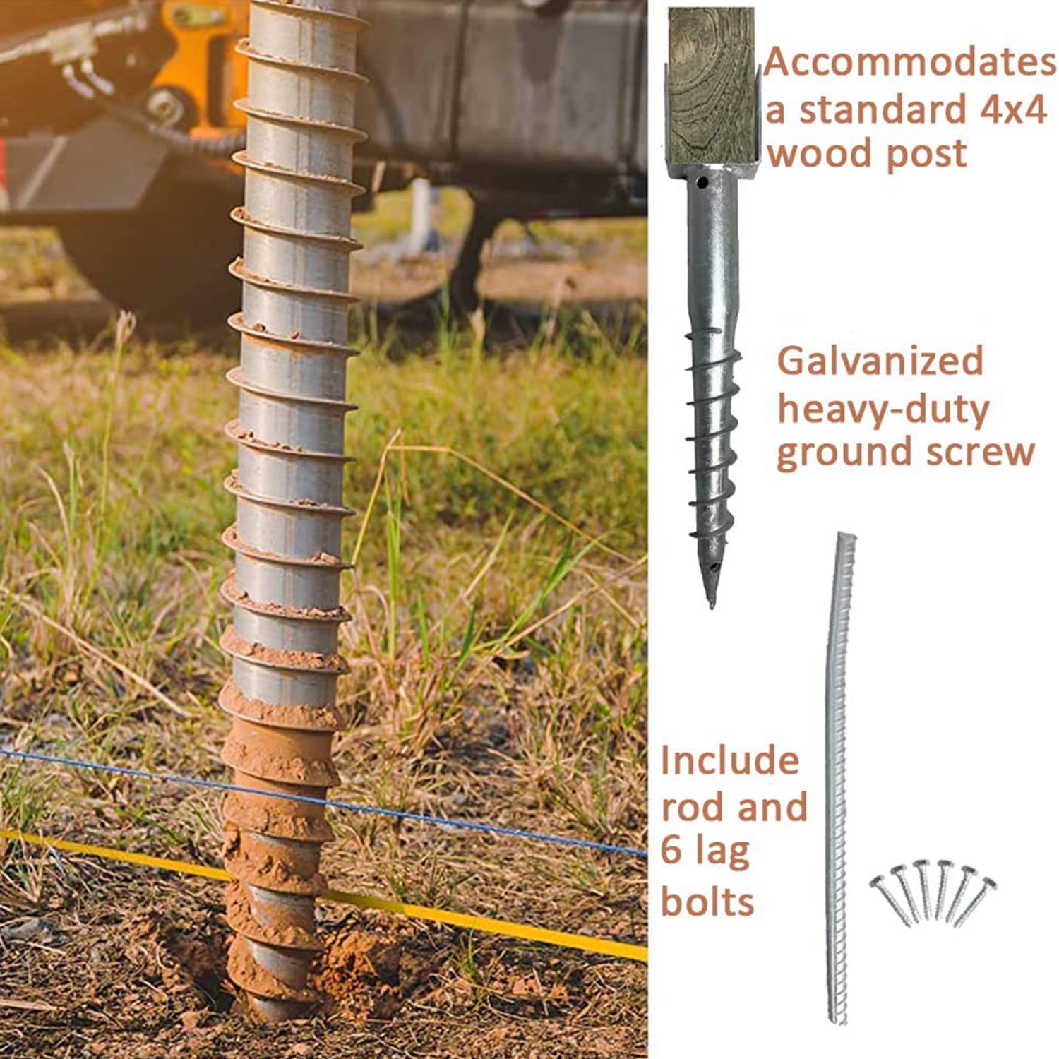 Screw In Post Ashman Ground Screw No Dig, U-Model Screw in Post Stake - 27