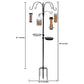 Ashman Deluxe Premium Bird Feeding Station, 22" Wide x 91" Tall (82 inch Above Ground) Black with 4 Multiple Hooks and 4 Bird Feeders Hanging Kit.