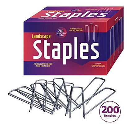 Ashman Garden Landscape Staples Stakes Pins SOD Staples for Weed Barrier Fabric, Drip Irrigation Tubing, 200 Count Heavy Duty & Anti Rust.