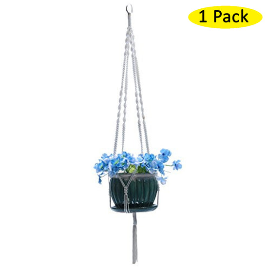 Plant Hanger Macrame White 48 Inches Long With Silver Ring, Beautifully Handmade.
