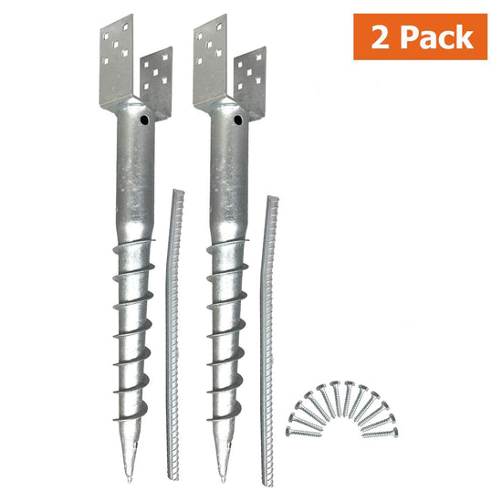 Ashman Ground Screw No Dig, U-Model Screw in Post Stake - 27" Inch Long, Fits Standard 4x4 (3.5" X 3.5" Inch) Great for Mailbox Posts - 2 Pack