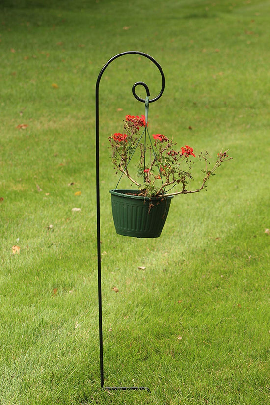 Ashman Black Shepherd Curled Hook 92 Inch High, 1/2 Inch Diameter Thick, Super Strong (Pack of 2)