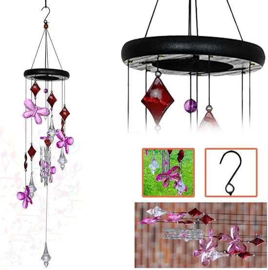 AshmanOnline Wind Chime Pink Flower - Tone Sympathy Wind Chimes with Flower - Tuned Relaxing Melody Gift Decor for Patio, Garden, Home, Balcony