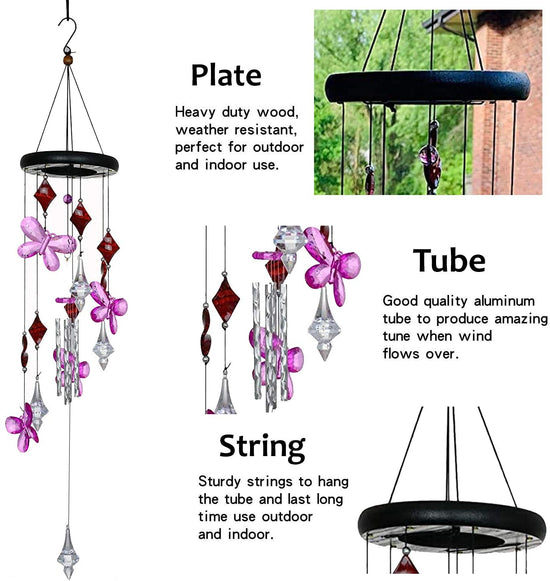 AshmanOnline Wind Chime Pink Flower - Tone Sympathy Wind Chimes with Flower - Tuned Relaxing Melody Gift Decor for Patio, Garden, Home, Balcony