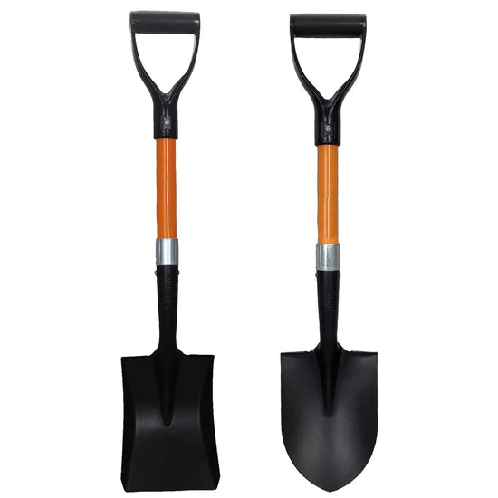 Ashman 2 Various Assorted Round and Square Shovels (2 Pcs) – 27 Inches in Length with D-Cup Mini Handle Shovels, Sturdy Build and Easy to use, Firm and Comfortable Durable Handle, Built to Last