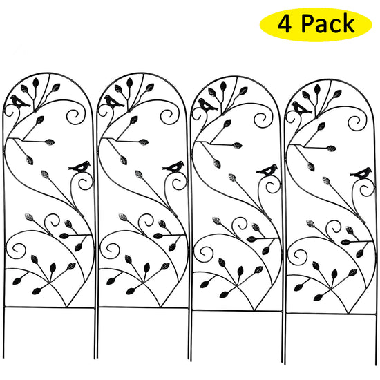 Ashman Bird Design Trellis (4 Pack) for Garden and Climbing Plants and Vines, Great for Ivy, Roses, Cucumbers, Clematis - 46 inches Tall.