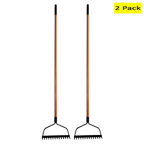 Ashman Bow Rake (2 Pack) – Heavy Duty 56 Inch Fiberglass Handle, Equipped with Rubber Grip Handle for a Strong Hold When Working – Rust Resistant