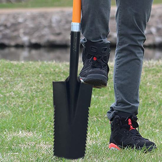 Ashman Drain Spade with Sharp Teeth (2 Pack) - 48 Inches Long Handle Spade with D Handle Grip - Durable Handle with 16 Inch Metal Blade - Multipurpose Premium Quality Orange Shovel.