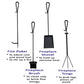 Ashman Fireplace Toolset – 5 Piece Fireplace Toolset – Strong Cast Iron Toolset – Accessories include Tong, Shovel, Base, Poker and Brush.