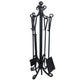 Ashman Fireplace Toolset – 5 Piece Fireplace Toolset – Strong Cast Iron Toolset – Accessories include Tong, Shovel, Base, Poker and Brush.