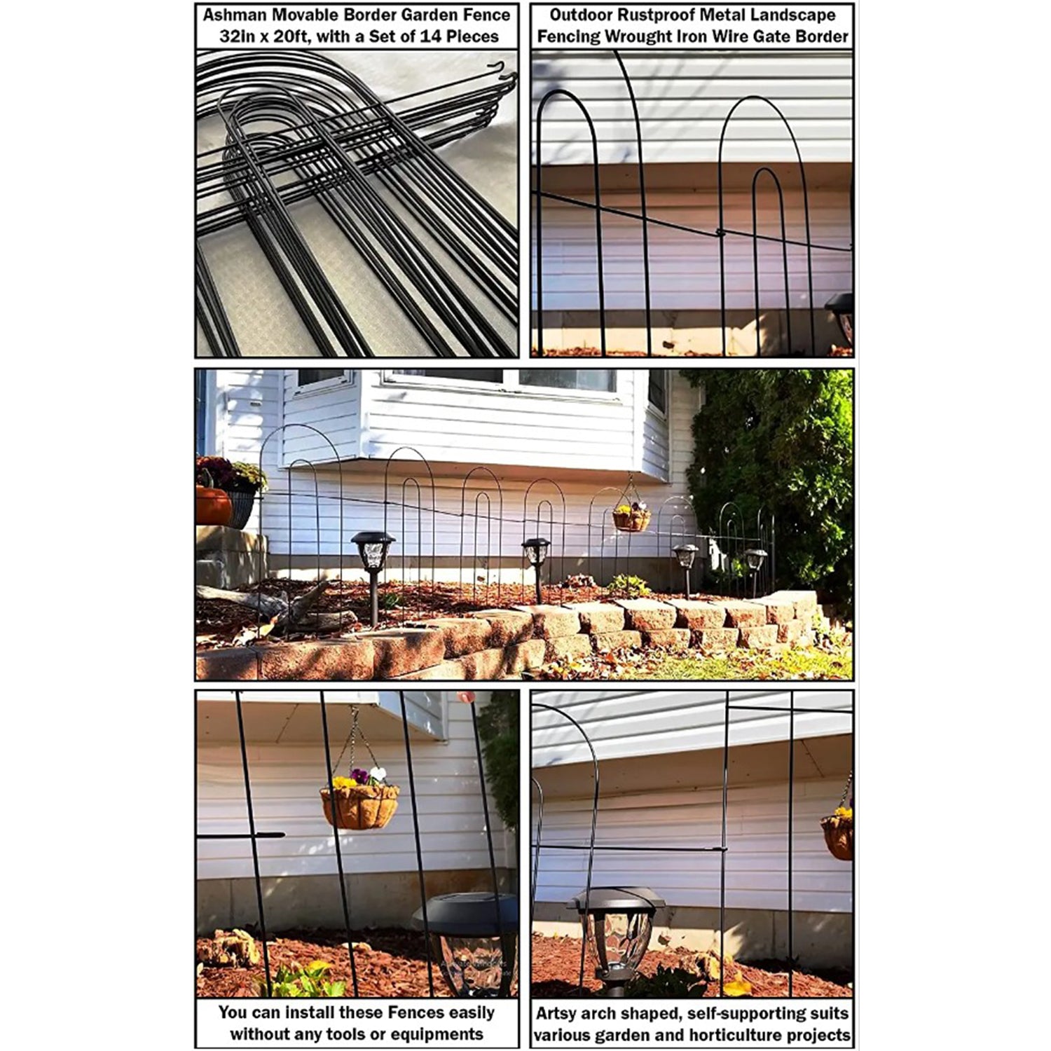 Ashman Galvanized Garden Fence 32in x 20ft Outdoor Rustproof Metal Lan