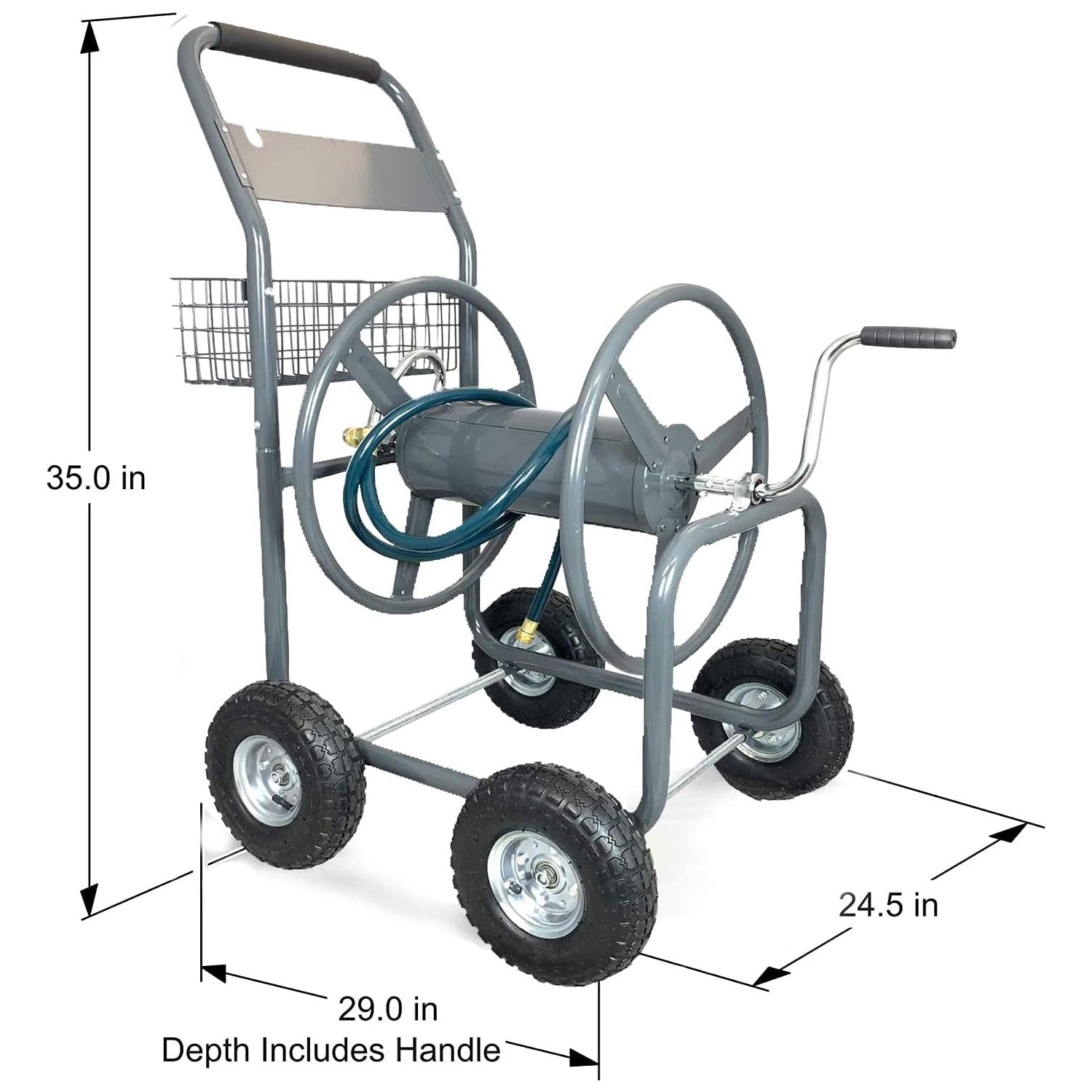 Ashman Garden Hose Reel Cart - 4 Wheels Portable Garden Hose Reel