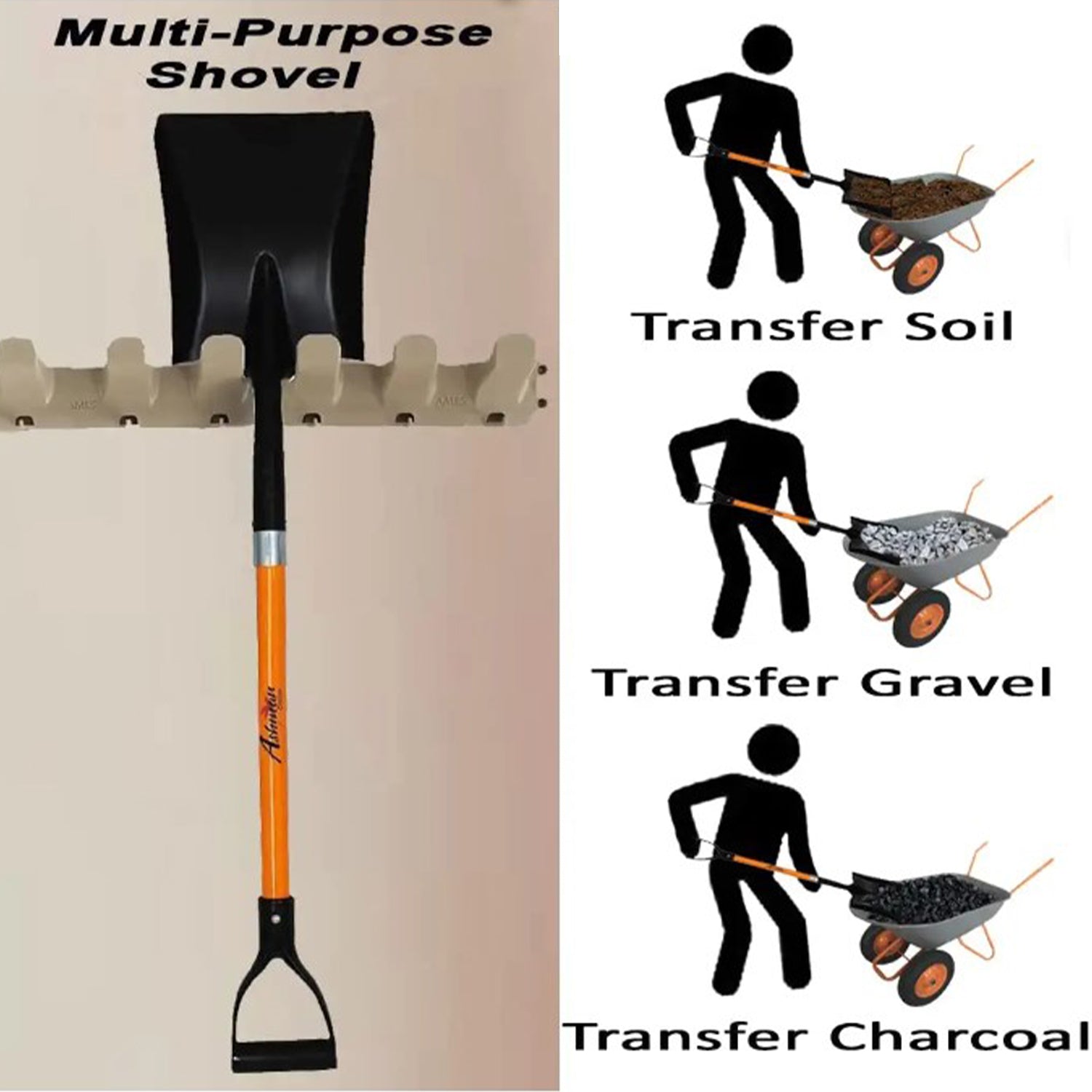 Ashman Square Shovel (Large) – (2 Pack) – 41 Inches Long D Handle Grip –  Ashman Online