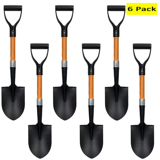 Ashman Round Shovel (Medium) – (6 Pack) – 27 Inches in Length, Durable Handle, Round Shovel with Comfortable Grip with a Sturdy Blade, Multipurpose Premium Round Point Blade Shovel.