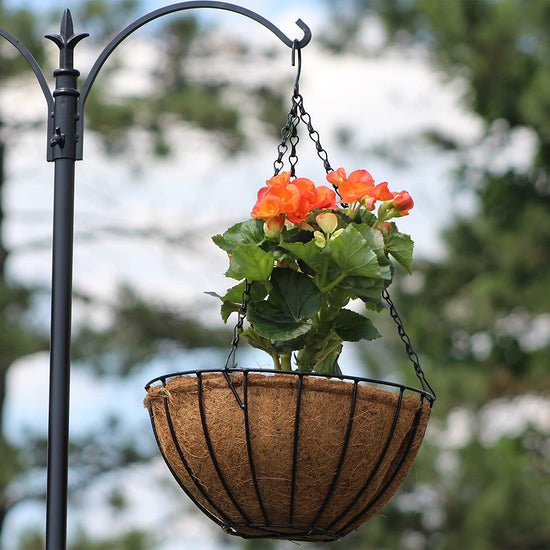 Ashman 12" Round Wire Hanging Plant Basket Hanging Flower Planter Basket Ideal for Fences, Round Wire 2 Pack