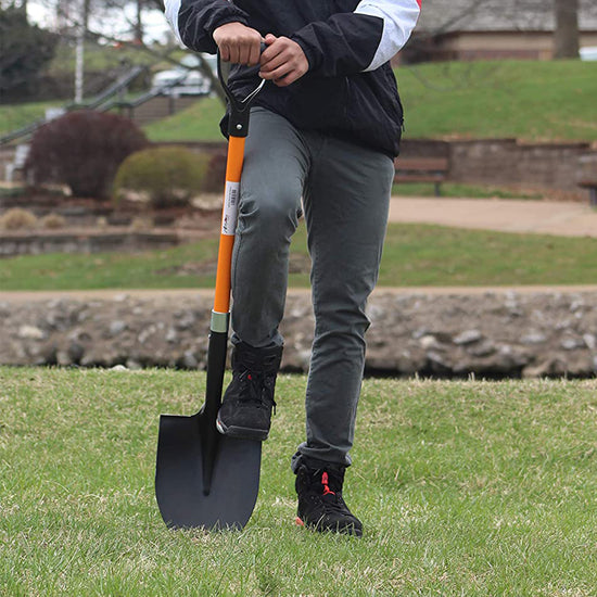 Ashman Round Shovel (Large) – (2 Pack) – The Round Shovel has a D Handle Grip with 41 Inches Long shaft – Heavy duty Blade with a shaft made of Fiber Glass.