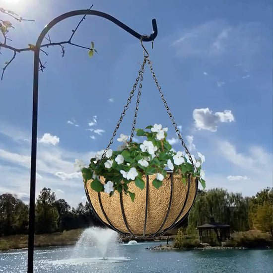 Ashman 12" Round Wire Hanging Plant Basket Hanging Flower Planter Basket Ideal for Fences, Round Wire 2 Pack