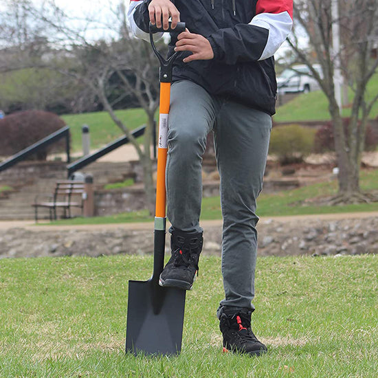 Ashman Spade Shovel (6 Pack) – 41 Inches Long D Handle Grip – The Single Shovel Weighs 2.2 Pounds and has a Durable Handle – Premium Quality Multipurpose Orange Spade Shovel with Strong Build.