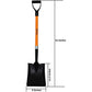 Ashman Square Shovel (Large) – (1 Pack) – 41 Inches Long D Handle Grip – The Blade Weighs 2.2 Pounds and has a Fiber Glass Handle – Premium Quality Multipurpose Square Shovel Strong Build.